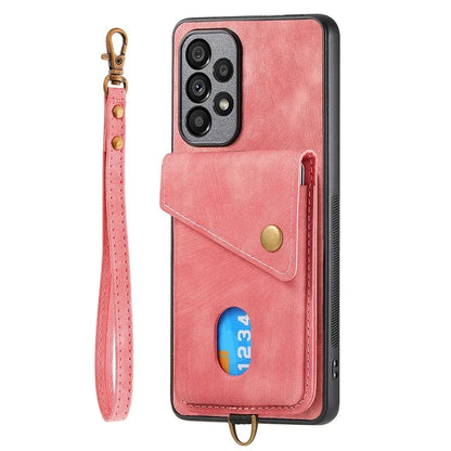 D1 For Samsung Galaxy A53 5G Case with Hand Strap Card Holder Leather+TPU Phone Cover