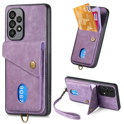 D1 For Samsung Galaxy A53 5G Case with Hand Strap Card Holder Leather+TPU Phone Cover