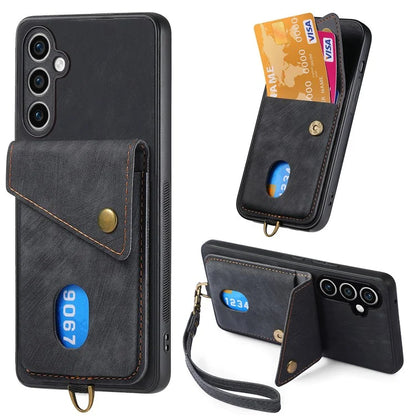D1 For Samsung Galaxy S23 FE Case Retro Leather Coated TPU Phone Cover with Card Holder