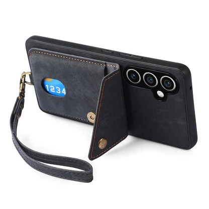 D1 For Samsung Galaxy S23 FE Case Retro Leather Coated TPU Phone Cover with Card Holder