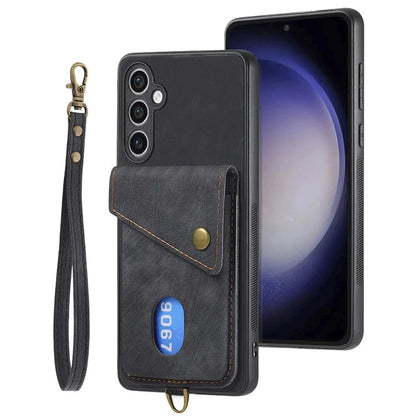 D1 For Samsung Galaxy S23 FE Case Retro Leather Coated TPU Phone Cover with Card Holder