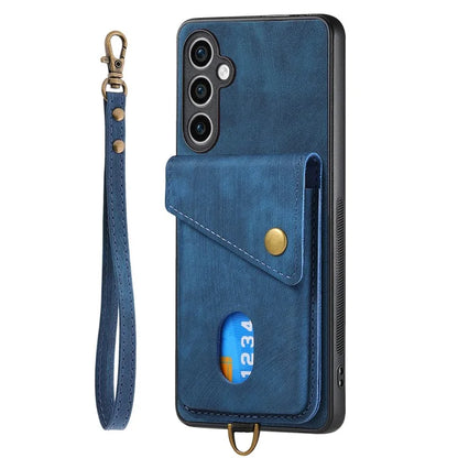 D1 For Samsung Galaxy S23 FE Case Retro Leather Coated TPU Phone Cover with Card Holder
