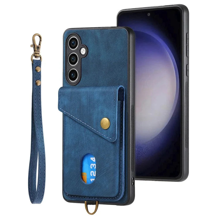 D1 For Samsung Galaxy S23 FE Case Retro Leather Coated TPU Phone Cover with Card Holder