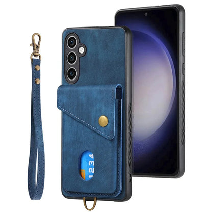 D1 For Samsung Galaxy S23 FE Case Retro Leather Coated TPU Phone Cover with Card Holder
