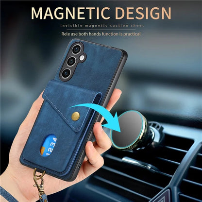D1 For Samsung Galaxy S23 FE Case Retro Leather Coated TPU Phone Cover with Card Holder