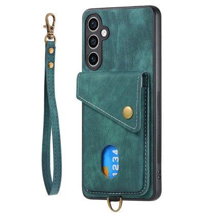 D1 For Samsung Galaxy S23 FE Case Retro Leather Coated TPU Phone Cover with Card Holder
