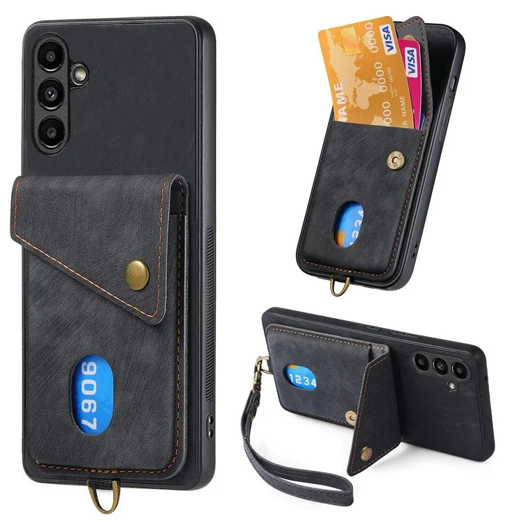 D1 For Samsung Galaxy A35 5G Case Retro Leather+TPU Phone Cover with Card Holder