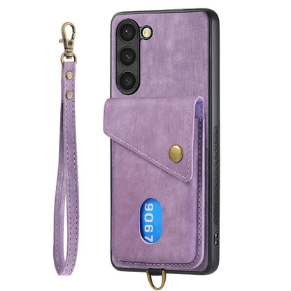 D1 For Samsung Galaxy S23 Card Slot Case Retro Leather+TPU Phone Cover