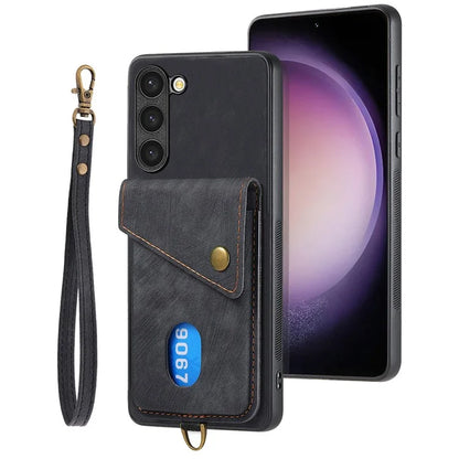 D1 For Samsung Galaxy S23 Card Slot Case Retro Leather+TPU Phone Cover