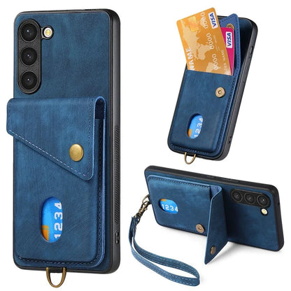 D1 For Samsung Galaxy S23 Card Slot Case Retro Leather+TPU Phone Cover