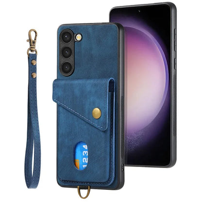 D1 For Samsung Galaxy S23 Card Slot Case Retro Leather+TPU Phone Cover