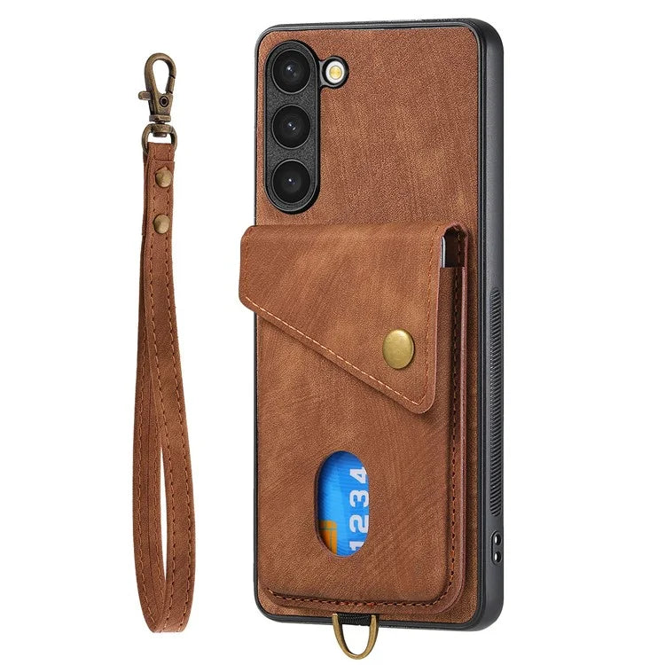 D1 For Samsung Galaxy S23 Card Slot Case Retro Leather+TPU Phone Cover