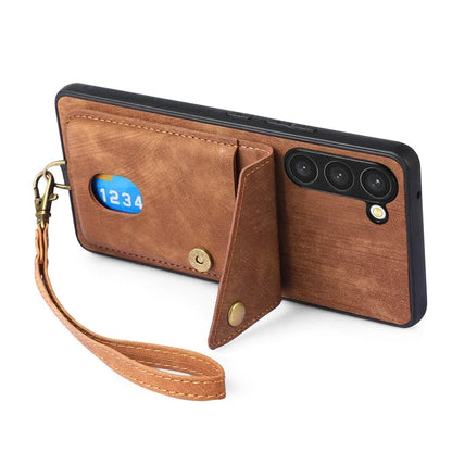 D1 For Samsung Galaxy S23 Card Slot Case Retro Leather+TPU Phone Cover