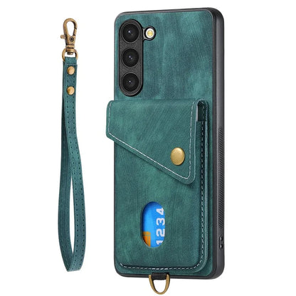 D1 For Samsung Galaxy S23 Card Slot Case Retro Leather+TPU Phone Cover