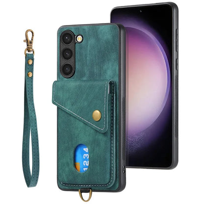 D1 For Samsung Galaxy S23 Card Slot Case Retro Leather+TPU Phone Cover