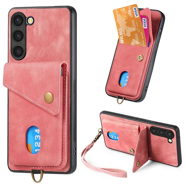 D1 For Samsung Galaxy S23 Card Slot Case Retro Leather+TPU Phone Cover