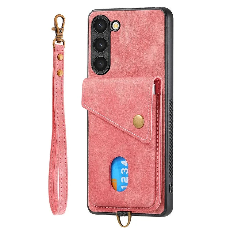 D1 For Samsung Galaxy S23 Card Slot Case Retro Leather+TPU Phone Cover