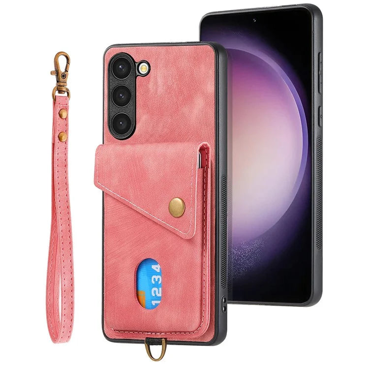 D1 For Samsung Galaxy S23 Card Slot Case Retro Leather+TPU Phone Cover