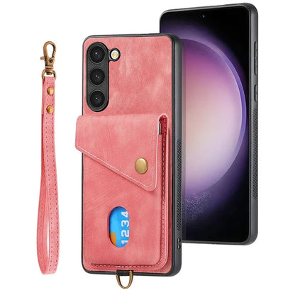 D1 For Samsung Galaxy S23 Card Slot Case Retro Leather+TPU Phone Cover
