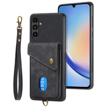 D1 For Samsung Galaxy A34 5G Phone Case Card Slot Retro Leather+TPU Cover