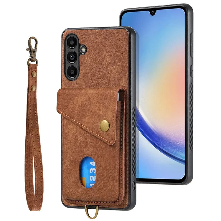 D1 For Samsung Galaxy A34 5G Phone Case Card Slot Retro Leather+TPU Cover