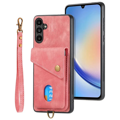 D1 For Samsung Galaxy A34 5G Phone Case Card Slot Retro Leather+TPU Cover