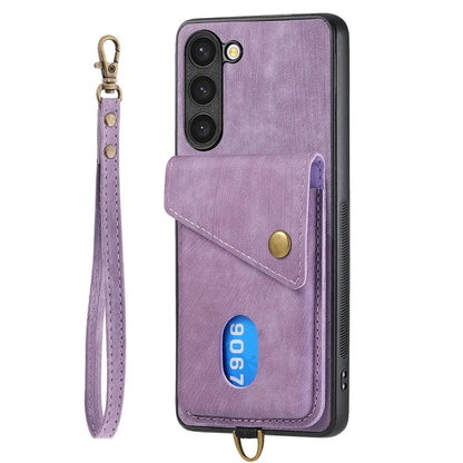 D1 For Samsung Galaxy S23+ Kickstand Case Retro PU+TPU Phone Cover with Card Holder