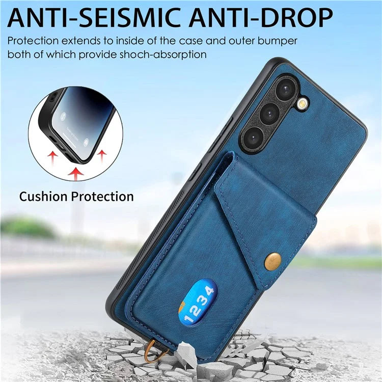 D1 For Samsung Galaxy S23+ Kickstand Case Retro PU+TPU Phone Cover with Card Holder