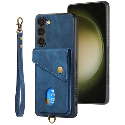D1 For Samsung Galaxy S23+ Kickstand Case Retro PU+TPU Phone Cover with Card Holder