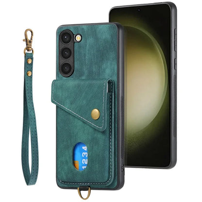 D1 For Samsung Galaxy S23+ Kickstand Case Retro PU+TPU Phone Cover with Card Holder
