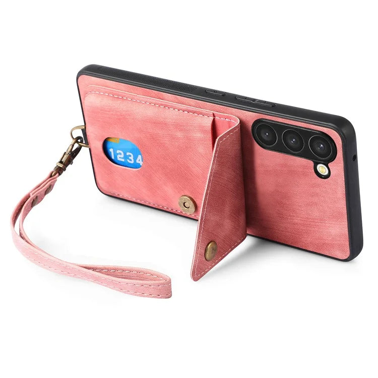 D1 For Samsung Galaxy S23+ Kickstand Case Retro PU+TPU Phone Cover with Card Holder