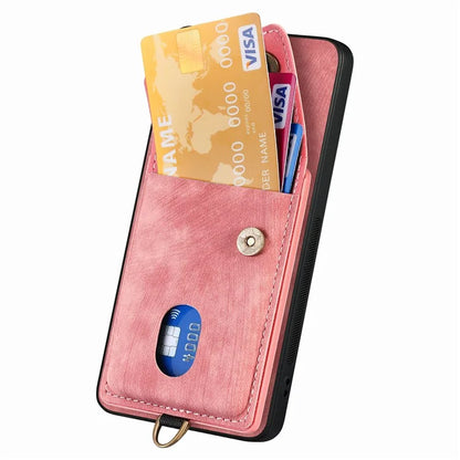 D1 For Samsung Galaxy S24 Case Card Holder Retro Leather+TPU Phone Cover with Kickstand