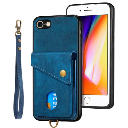 D1 For iPhone 7 / 8 / SE (2020) / SE (2022) Kickstand Case Card Holder Retro PU+TPU Phone Cover