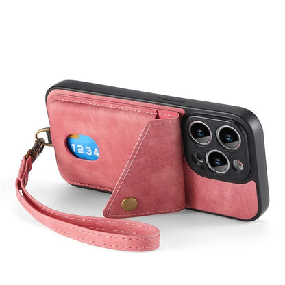 D1 For iPhone 13 Pro Max Case Card Holder Kickstand Retro PU+TPU Phone Cover