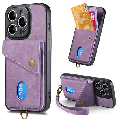 D1 For iPhone 13 Pro Max Case Card Holder Kickstand Retro PU+TPU Phone Cover