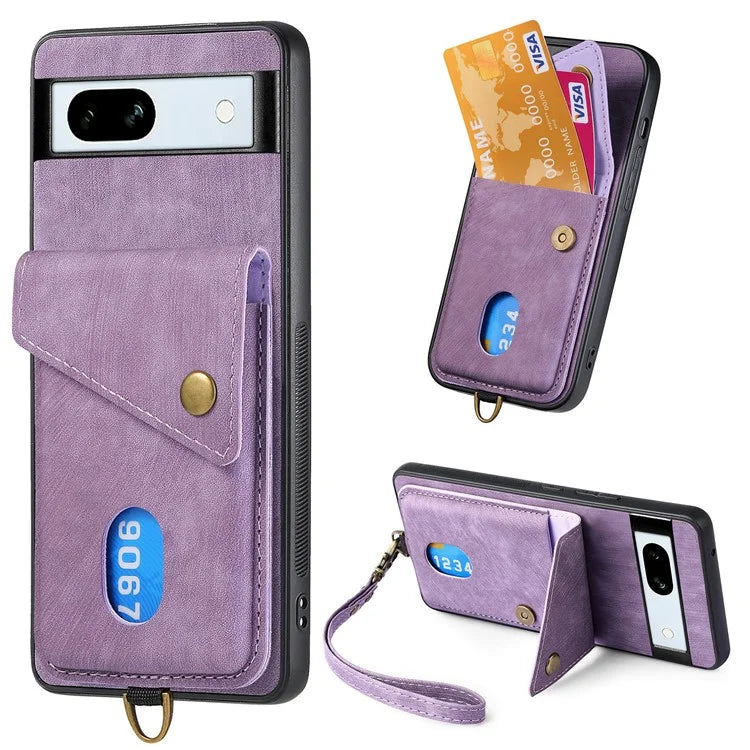 D1 For Google Pixel 7a Case Card Holder Drop-proof Retro PU+TPU Phone Case
