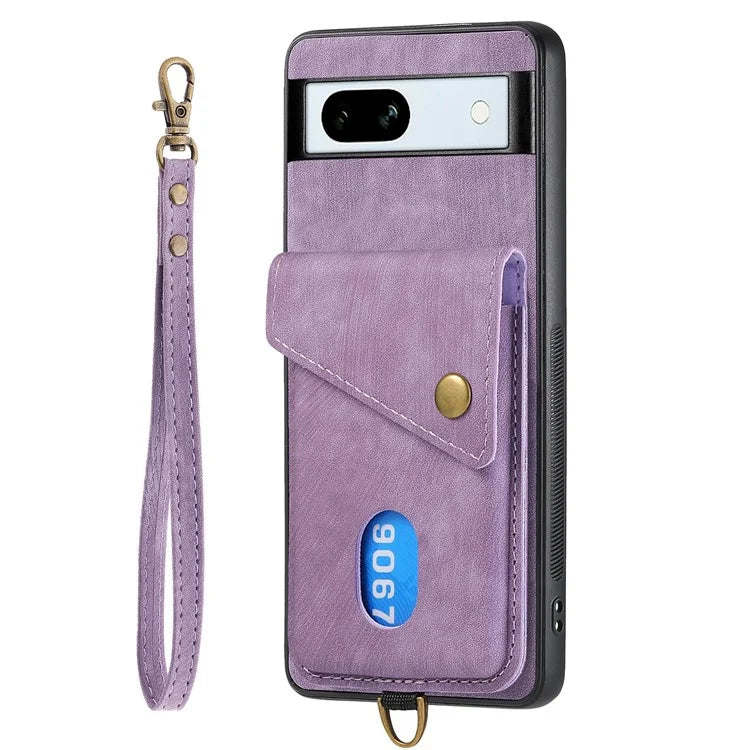 D1 For Google Pixel 7a Case Card Holder Drop-proof Retro PU+TPU Phone Case