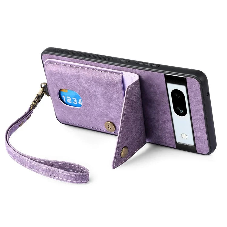 D1 For Google Pixel 7a Case Card Holder Drop-proof Retro PU+TPU Phone Case