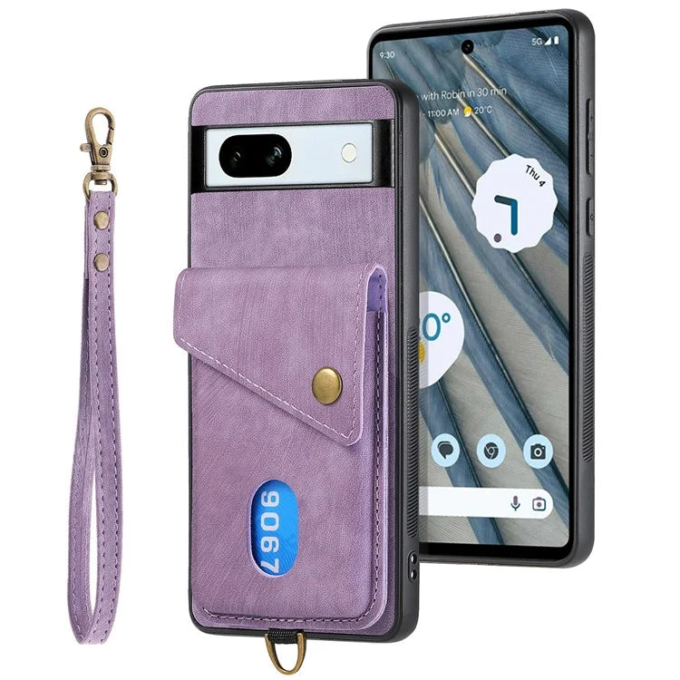D1 For Google Pixel 7a Case Card Holder Drop-proof Retro PU+TPU Phone Case