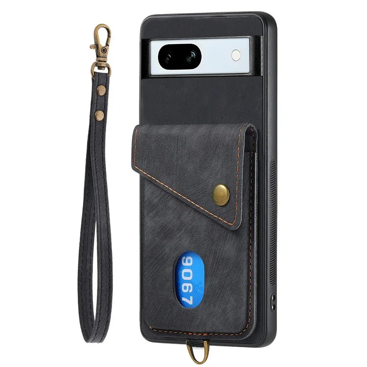 D1 For Google Pixel 7a Case Card Holder Drop-proof Retro PU+TPU Phone Case