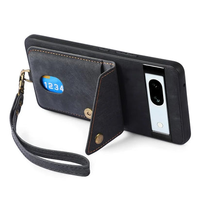D1 For Google Pixel 7a Case Card Holder Drop-proof Retro PU+TPU Phone Case