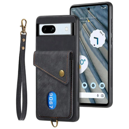 D1 For Google Pixel 7a Case Card Holder Drop-proof Retro PU+TPU Phone Case