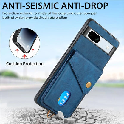 D1 For Google Pixel 7a Case Card Holder Drop-proof Retro PU+TPU Phone Case