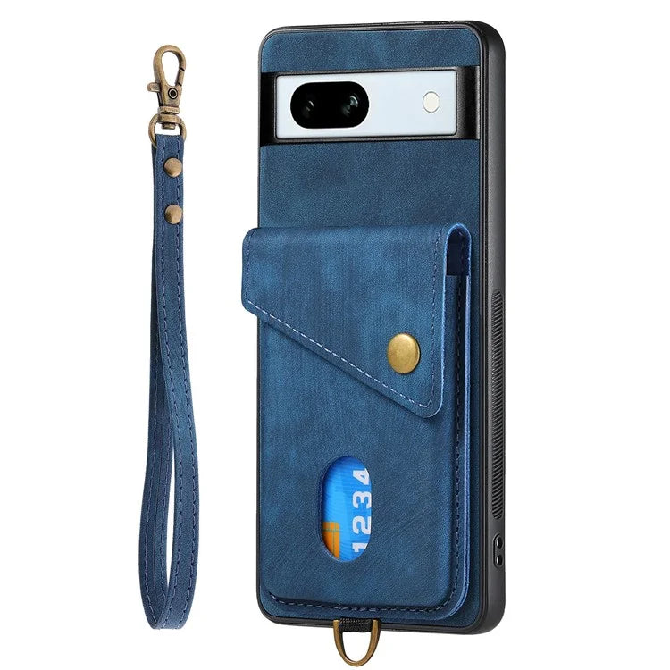 D1 For Google Pixel 7a Case Card Holder Drop-proof Retro PU+TPU Phone Case