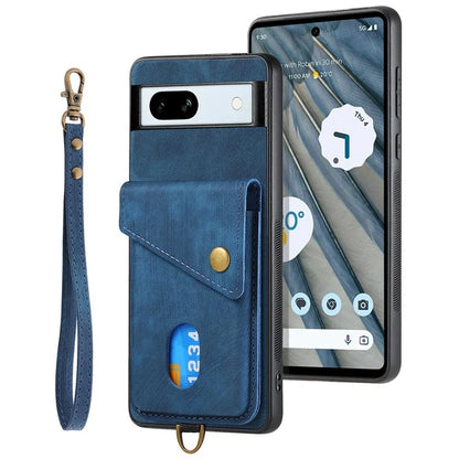 D1 For Google Pixel 7a Case Card Holder Drop-proof Retro PU+TPU Phone Case