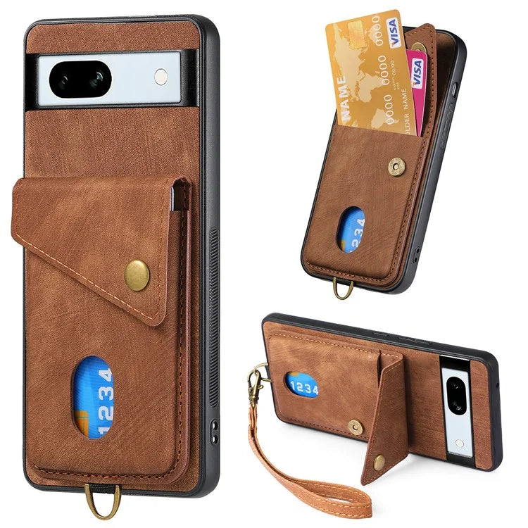 D1 For Google Pixel 7a Case Card Holder Drop-proof Retro PU+TPU Phone Case