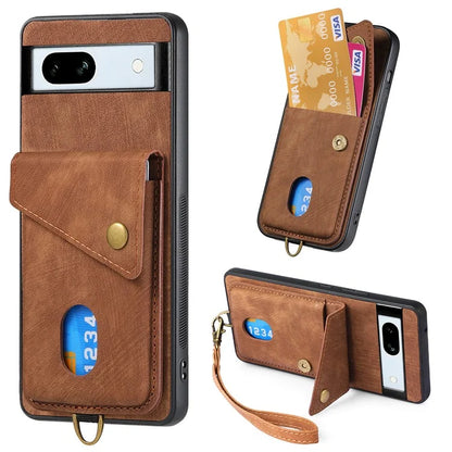 D1 For Google Pixel 7a Case Card Holder Drop-proof Retro PU+TPU Phone Case
