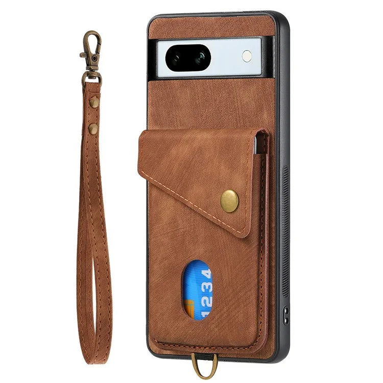 D1 For Google Pixel 7a Case Card Holder Drop-proof Retro PU+TPU Phone Case