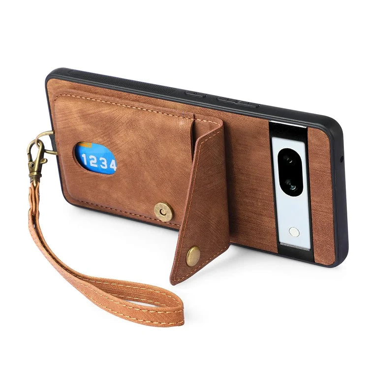 D1 For Google Pixel 7a Case Card Holder Drop-proof Retro PU+TPU Phone Case