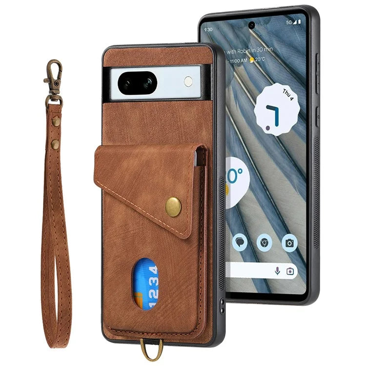 D1 For Google Pixel 7a Case Card Holder Drop-proof Retro PU+TPU Phone Case